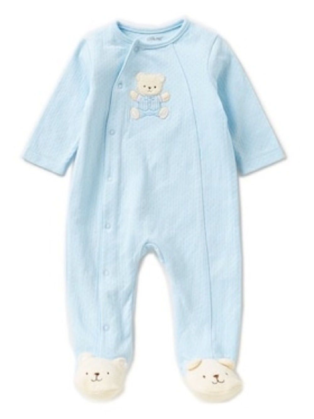 Little Me Blue Teddy Bear Footed One-Piece for Kids